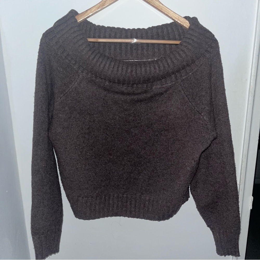 Hollister Dark Brown Cowl Neck Sweater Off the Shoulder